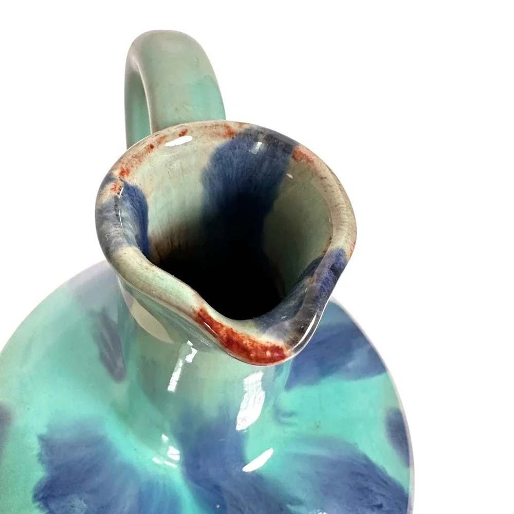 Brush McCoy Onyx Musical Decanter Jug Turquoise Blue Drip Glaze Art Pottery 30s